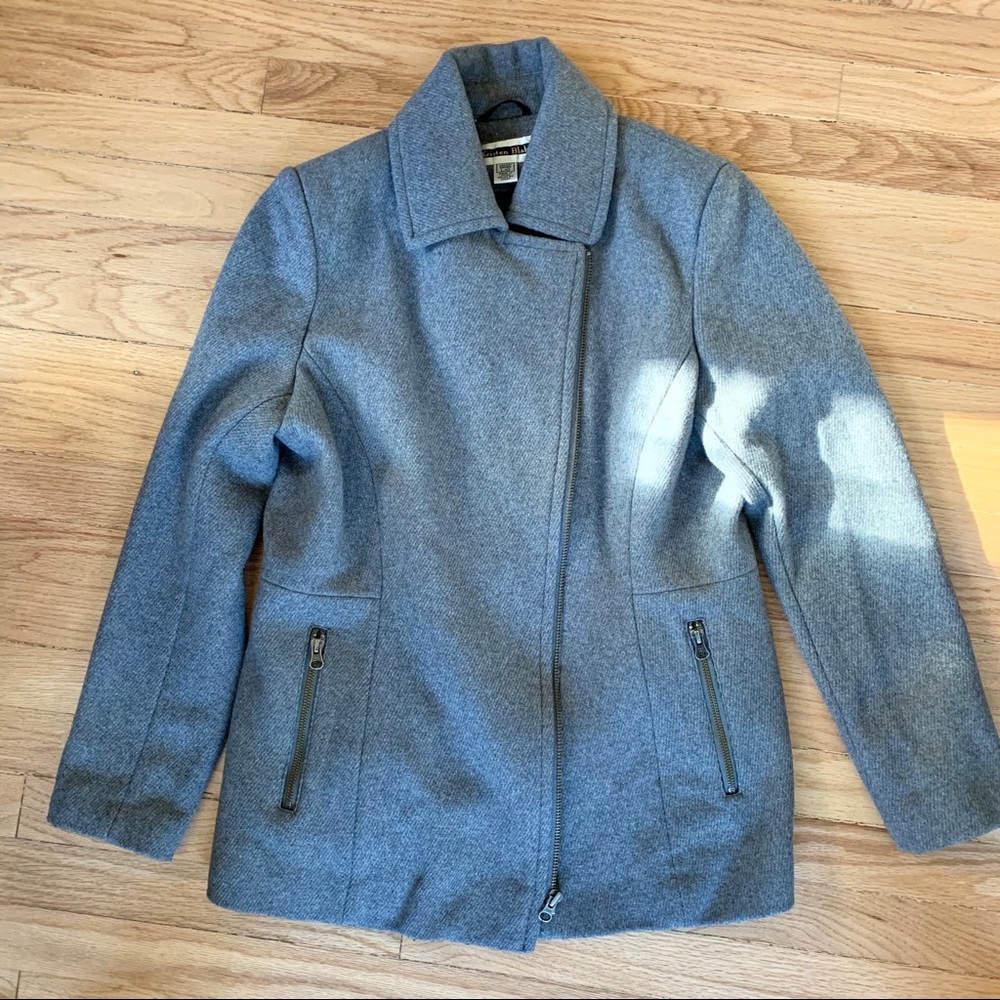 KRISTEN BLAKE GREY WOOL PEA COAT